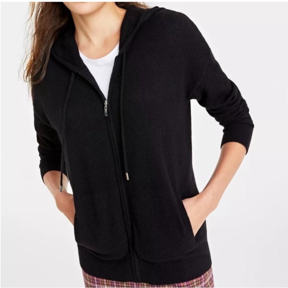 Charter Club 100% Cashmere Black Women's zip up hoodie